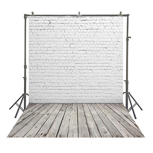 Muzi Photography blanco pared de ladrillo con piso de madera fondo para estudio fotográfico para Studio Props 150 x 220 cm D-2504