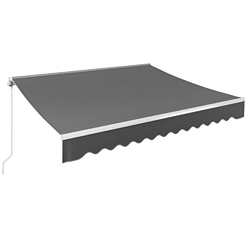 MVPower Toldo Abatible con Brazos, Toldo Retráctil de Metal y Poliéster Resistente a los Rayos UV e Impermeable para Exterior Balcón Jardín Terraza Cafetería Restaurante, 300 x 250(Gris)