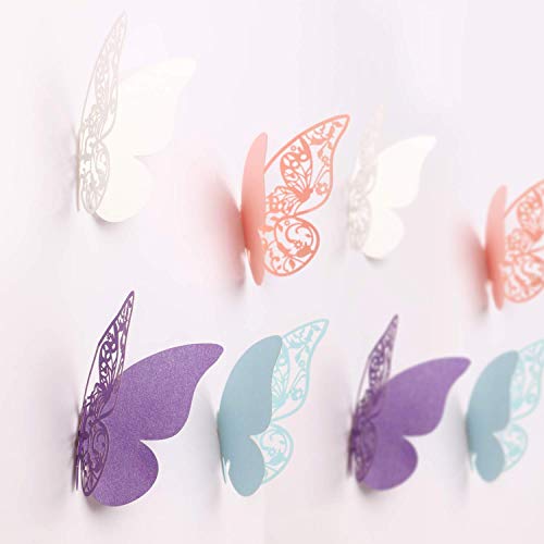 MWOOT 100 piezas mariposas decorativas 3d, mariposas pegatinas de pared decorativas para la decoración de la fiesta de cumpleaños dormitorio de la boda decoración del hogar