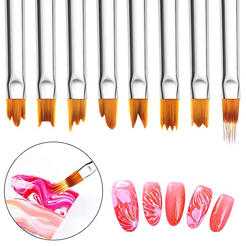 Mwoot 8 Pcs Set de Cepillo de Esmalte Uñas (Pluma de Fototerapia), Gel Gradient Nail Art Brush, Cepillo uñas pinceles para decoración de uñas, Nail Art acrílico pintura GEL dibujo diseño cepillo