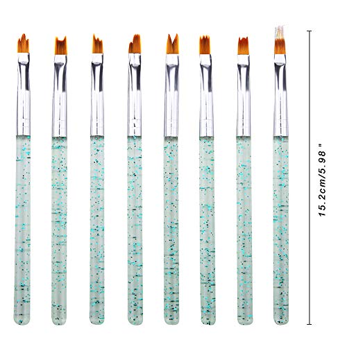 Mwoot 8 Pcs Set de Cepillo de Esmalte Uñas (Pluma de Fototerapia), Gel Gradient Nail Art Brush, Cepillo uñas pinceles para decoración de uñas, Nail Art acrílico pintura GEL dibujo diseño cepillo