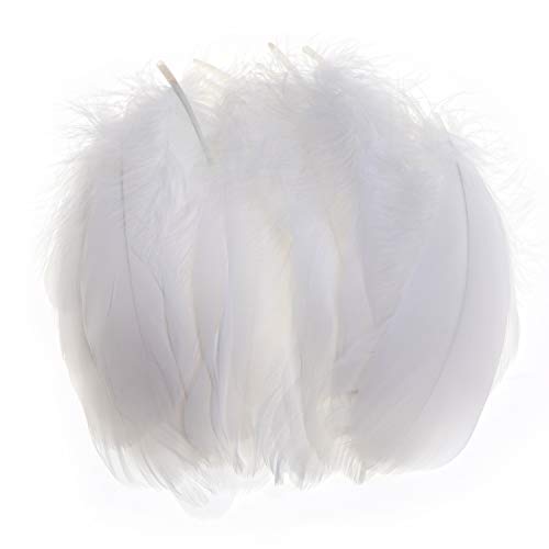 Mwoot White Feathers Plumas de Ganso, 250pcs Blanco Natural Plumas de Gallo Manualidades Decoración para Disfraces Hats, Hogar Bricolaje, Ropa Casa Fiesta (accesorio de disfraz)