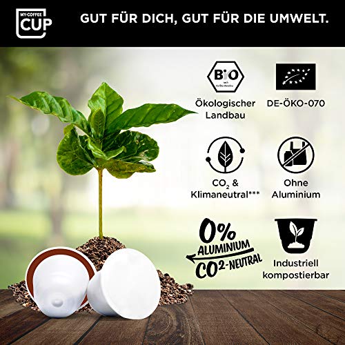 My-CoffeeCup Mega-Box Cápsulas de Café Espresso Fortissimo Orgánico - Granos con Sabor y Aroma - Compatible con Máquina Nespresso®³ - Cápsulas Compostables Industrialmente sin Aluminio - Pack 100