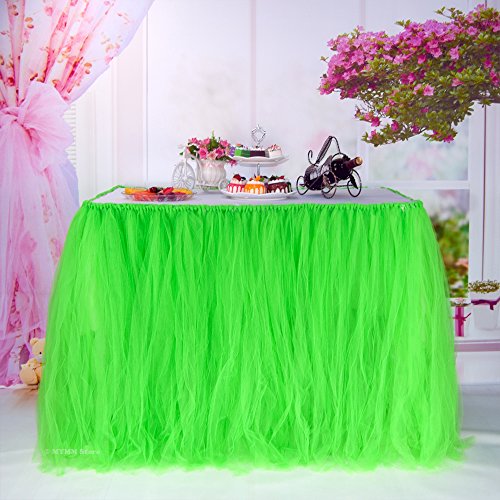 MYMM Falda de la Tabla,Gasa romántica del Escritorio de Tulle tutú,decoración de la Tabla, Boda, cumpleaños, Partido, Barra, Baile de Fin de Curso, día de Tarjeta del día de San Valentín(Verde)