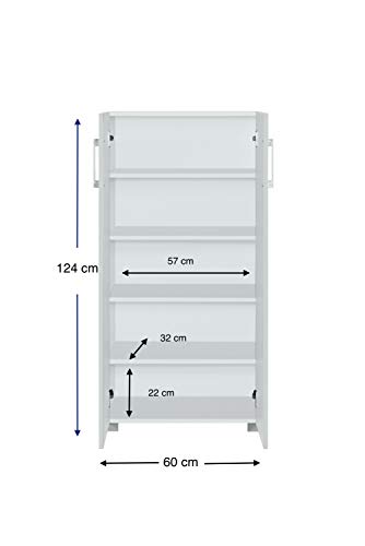 Myoshome - Mueble Zapatero Armario De 60 x 32 x 124 cm Sileno (Cemento Blanco)