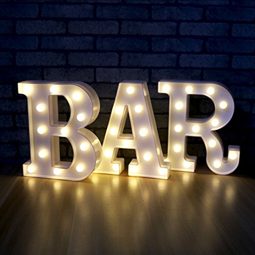 Mystery&Melody LED BAR letra decorativa lámpara luz LED alfabeto blanco sólido letras para fiesta boda decoración luz (BAR)