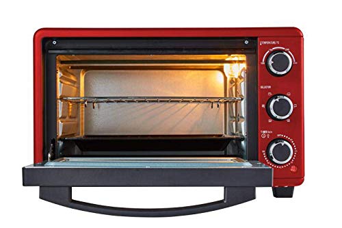 MyWave Horno MWHOR-25L Horno Electrico De Sobremesa Potencia De 1500W Capacidad De 25 Litros 4 Funciones y Temperatura Ajustable para Cocción Inteligente Ventana de Vidrio Inteligente Color Rojo