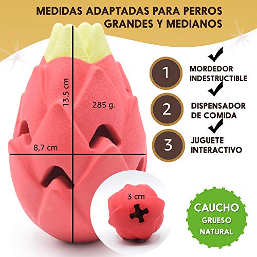 N / A Juguete masticable para Perros, dispensador de Alimentos, Resistente a Las mordeduras, Caucho Natural, Forma de Fruta, masticable para Perros, Apto para lavavajillas