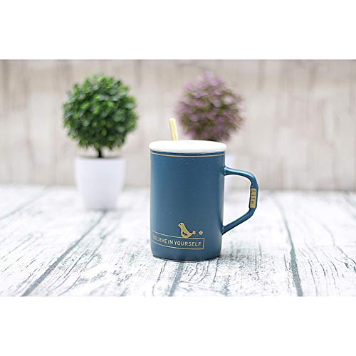 N/ A Tazas de cerámica de patrón de Letras Creativas de 420 ml, par de Matorrales únicos Tazas de café Taza de Leche al por Mayor, Tazas de té Tazas Drinkware Girl Gift