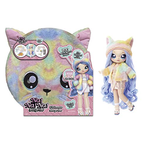 Na! Na! Na! Surprise Big Na Ultimate Surprise-¡Nueva Incluye Muñeca de Moda con Pelo cepillable, Ropa y Accesorios de Diseñador-Rainbow Kitty (MGA Entertainment 571810)