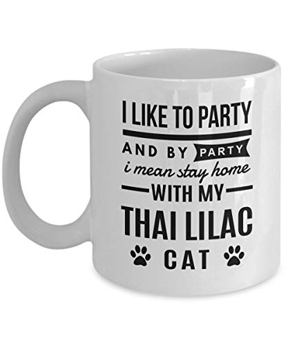 N\A Taza Thai Lilac Me Gusta IR de Fiesta Quédate en casa con mi Taza de café Thai Lilac Cat Lover