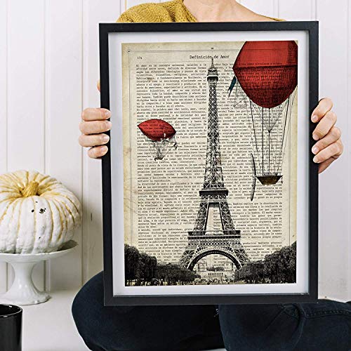 Nacnic Lámina para enmarcar Paris, Torre Eiffel. Láminas Decorativas para Pared. Papel 250 Gramos