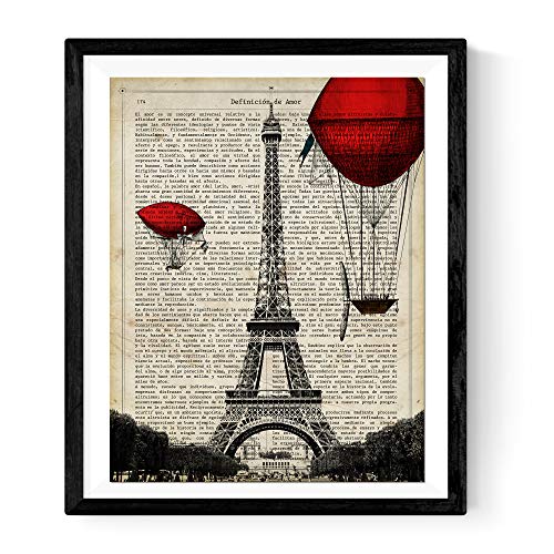 Nacnic Lámina para enmarcar Paris, Torre Eiffel. Láminas Decorativas para Pared. Papel 250 Gramos