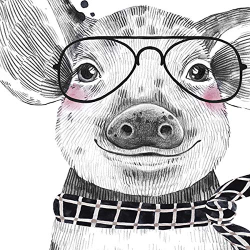 Nacnic Set de 4 láminas de Animales Infantiles con Chicle Rosa Y Gafas,en tamaño A4, Poster Papel 250 gr Marco