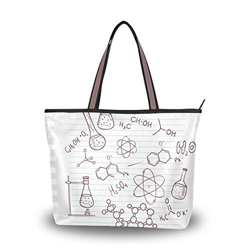 NaiiaN Correa de peso ligero Bolsos Tema de química Fórmula química Tubo de ensayo en papel Bolsos de hombro vintage Bolso de mano Monedero Compras para mujeres Niñas Damas Estudiantes