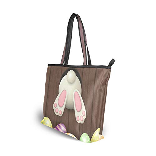 NaiiaN Shepherd Tote Bag Huevo de Pascua Happy Rabbit Bolsos de colores para mujeres Niñas Damas Damas Peso ligero Correa Monedero Compras Bolsos de hombro