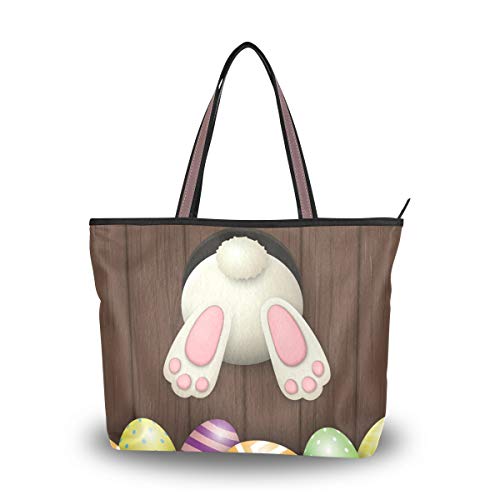 NaiiaN Shepherd Tote Bag Huevo de Pascua Happy Rabbit Bolsos de colores para mujeres Niñas Damas Damas Peso ligero Correa Monedero Compras Bolsos de hombro