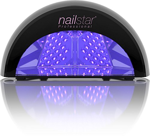 NailStar Lámpara LED Profesional Seca Esmalte de Uñas. Para Manicura Shellac y Gel, con Temporizador de 30 seg, 60 seg, 90 seg y 30 min (negro)