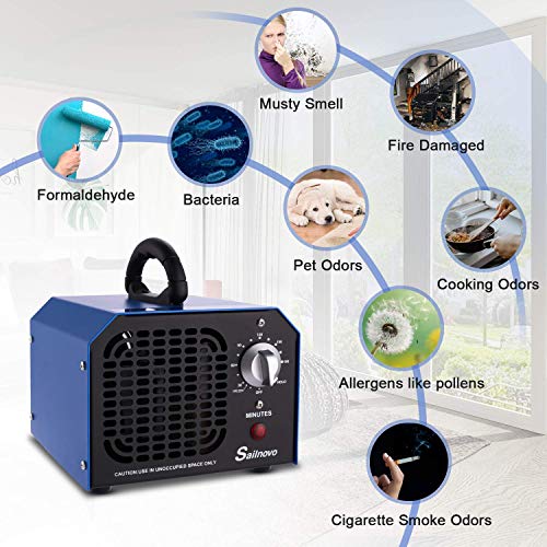 Nakey Generador de ozono, generador comercial de ozono 6000 mg/h Desodorante negro esterilizador industrial O3 para purificador de aire para habitación, humo, coche y animales domésticos
