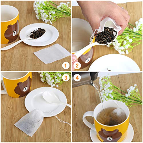 Naler - 100 bolsas de filtro de té, desechables, tela no tejida, bolsas de té sueltas, color blanco, 7 x 9 cm