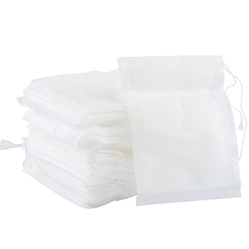 Naler - 100 bolsas de filtro de té, desechables, tela no tejida, bolsas de té sueltas, color blanco, 7 x 9 cm