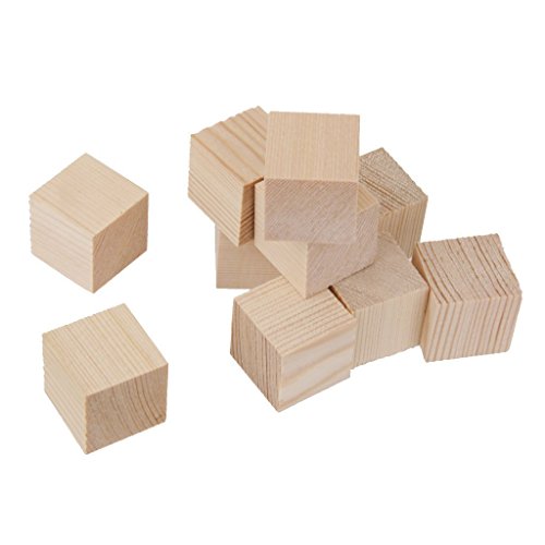 Namvo 12PCS Cubos de Madera - 50mm- Bloques Cuadrados de Madera para la fabricación de Rompecabezas, artesanías y proyectos de Bricolaje