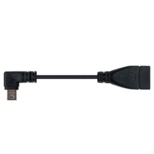 NANOCABLE 10.01.3900 - Cable Mini USB 2.0 OTG acodado (On-The-GO), Tipo Mini B/M-A/H, Macho-Hembra, Negro, 15cm