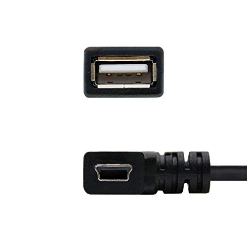 NANOCABLE 10.01.3900 - Cable Mini USB 2.0 OTG acodado (On-The-GO), Tipo Mini B/M-A/H, Macho-Hembra, Negro, 15cm