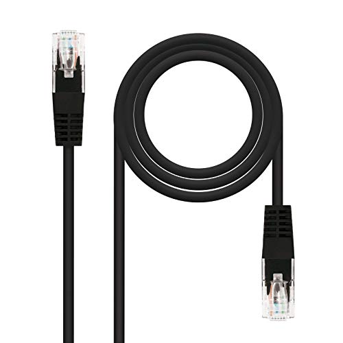 NANOCABLE 10.20.0402-BK - Cable de Red Ethernet RJ45 Cat.6 UTP AWG24, 100% Cobre, Negro, latiguillo de 2mts