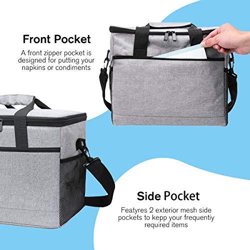 NASUM Bolsa Isotermica de Almuerzo, Bolsa Térmica, Porta Alimentos Mochila, Bolsa de Picnic Portatil para Alimentos Frutas Bebidas, con Aplicación en Camping, Excursión, Playa (17L)