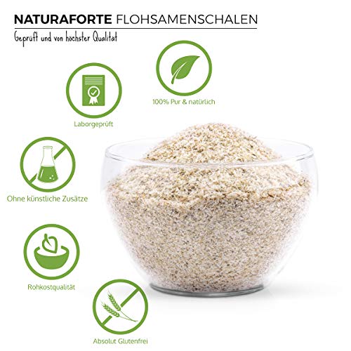 NaturaForte Cáscara de Psyllium Husk 1000g - Vegano - Rico en fibra y mucílago - Sin gluten - Psyllium Husk - Superfood Low-Carb