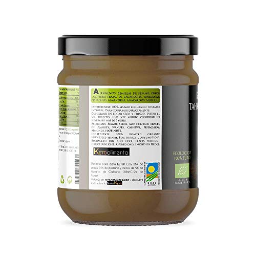 Naturseed Tahini Pasta de Sésamo Ecologico, Bio - Raw, Salsa Sin Sal Organica Para Hummus Hecha Solo de Sesamo Integral Biologico con cáscara tostado. Calcio, Hierro, Magnesio. Recetas gratis (500GR)