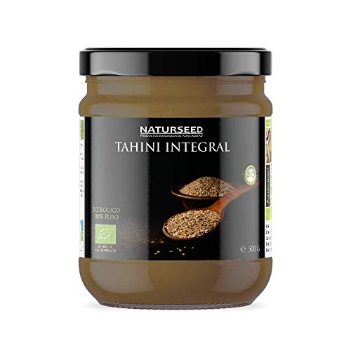 Naturseed Tahini Pasta de Sésamo Ecologico, Bio - Raw, Salsa Sin Sal Organica Para Hummus Hecha Solo de Sesamo Integral Biologico con cáscara tostado. Calcio, Hierro, Magnesio. Recetas gratis (500GR)