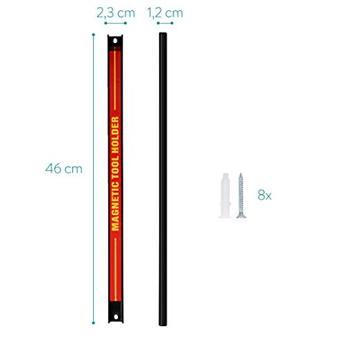 Navaris 3x tiras magnéticas para herramientas - Soporte magnético de cuchillos 45.5x2.3CM - Set bandas imantadas para cocina garaje jardín y taller