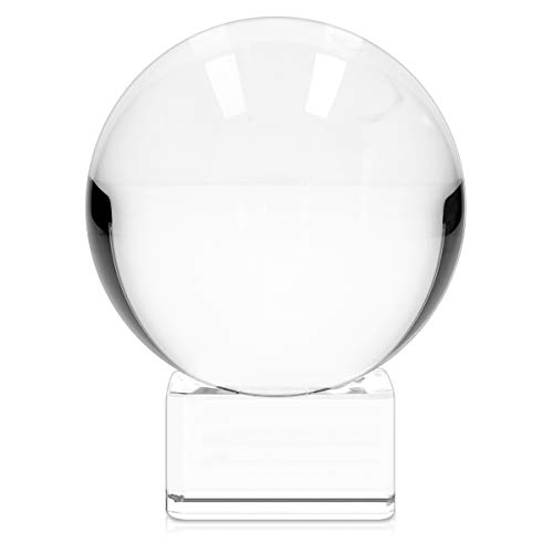 Navaris Bola de Cristal para fotografía - Esfera con Soporte - Bola de Vidrio K9 Transparente para decoración - Ø 80mm