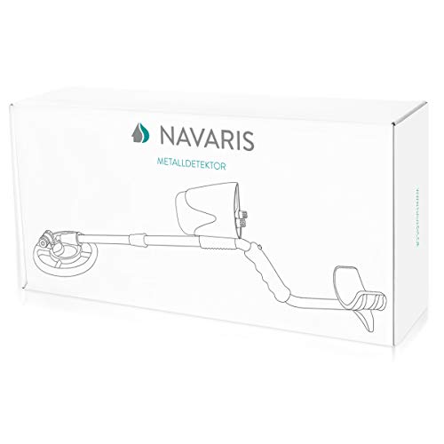 Navaris Detector de Metales portátil - Detector de Metales para Exteriores - con Brazo Extensible y Volumen Ajustable - con medidor de sensibilidad