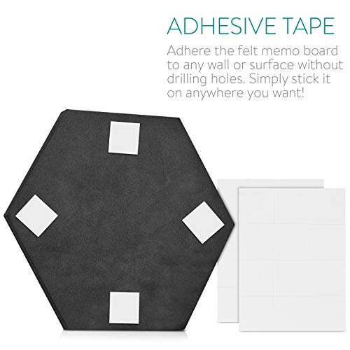 Navaris hexágonos de Fieltro Autoadhesivo - Set 6 Paneles Adhesivos 15x17x1.5CM para Pared - Decoración habitación Cocina y Oficina en Gris Oscuro