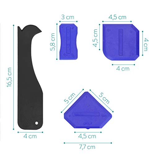 Navaris Set de 10 herramientas para aplicar y quitar silicona - Kit para reparar juntas de baño - Espátula aplicador rascador rasqueta y alisador