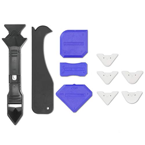 Navaris Set de 10 herramientas para aplicar y quitar silicona - Kit para reparar juntas de baño - Espátula aplicador rascador rasqueta y alisador