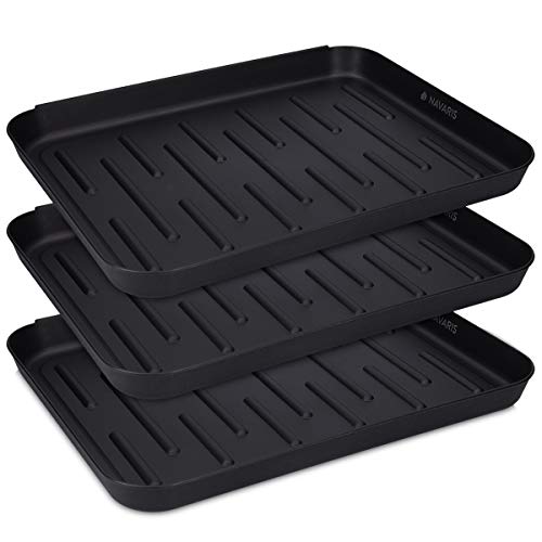 Navaris Set de 3 bandejas para Zapatos tamaño S - Base para secar Zapatos de 35x27x2.5CM - Bandeja de Goteo con Borde Elevado - Bandeja escurridora