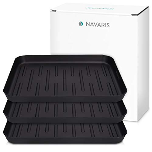 Navaris Set de 3 bandejas para Zapatos tamaño S - Base para secar Zapatos de 35x27x2.5CM - Bandeja de Goteo con Borde Elevado - Bandeja escurridora