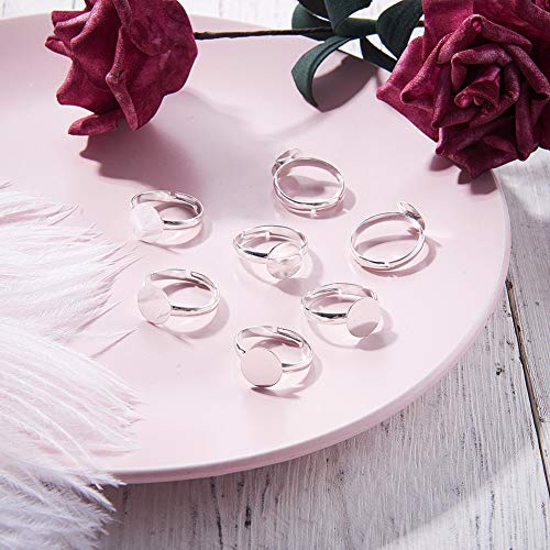 NBEADS 100Pcs Anillo Blanco Plateo El Anillo Ajustable Base Base de Ajustes para la Fabricacion de la Joyeria Resultados, 19 mm