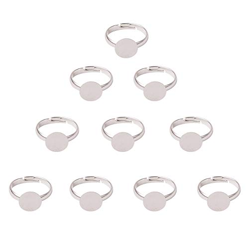 NBEADS 100Pcs Anillo Blanco Plateo El Anillo Ajustable Base Base de Ajustes para la Fabricacion de la Joyeria Resultados, 19 mm