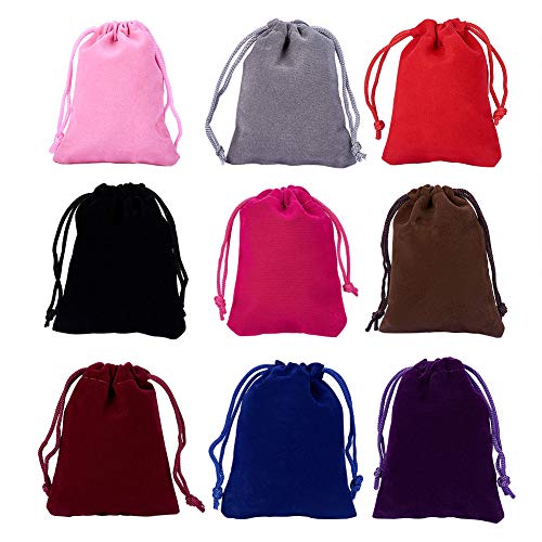 NBEADS 18 Piezas 9 Color Bolsas de Terciopelo, Regalo de Terciopelo Pequeñas Bolsas de Tela para la Boda del Partido Favor de Embalaje, 9x7 cm