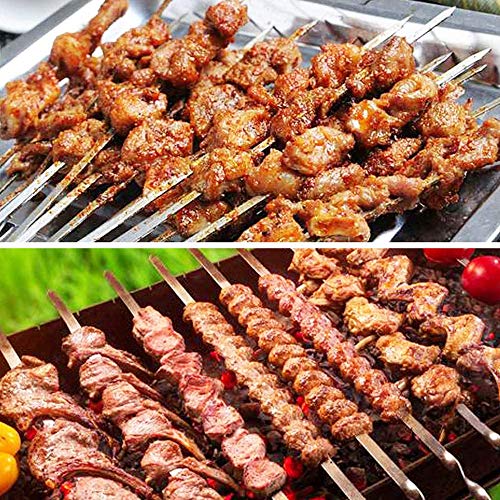 N/D Heiqlay Pinchos Largos Barbacoa, Pinchos Barbacoa Brochetas Barbacoa para BBQ Carne Pollo Frutas (5 Pinchos de Barbacoa Dobles y 10 Pinchos de Barbacoa Individuales, el Total es de 15 Piezas)