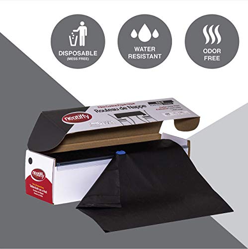 Neatiffy 137.2 cm x 32.9 m Rollo de mantel de plástico desechable con cortador, Fiesta / Picnic / Banquetes Cubierta de mesa para rectángulo, ovalado, mesas redondas, Negro