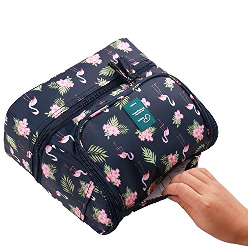 Neceser para Colgar para Mujer Bolsas de Aseo Grande de Viaje Impermeable Organizador Accesorios de Baño con Asas para Negocios Viajes Vacaciones - Flamingo