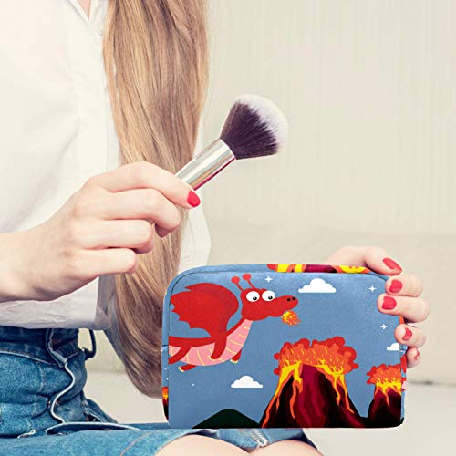 Neceseres de Viaje Volcanes de Dragones Que escupen Fuego Portable Make Up Bags Neceser de Práctico Bolsa de Lavado de Baño Viajes Vacaciones Fiesta Elementos Esenciales 18.5x7.5x13cm