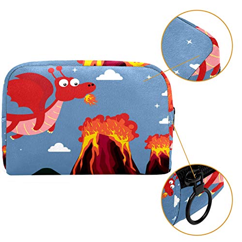 Neceseres de Viaje Volcanes de Dragones Que escupen Fuego Portable Make Up Bags Neceser de Práctico Bolsa de Lavado de Baño Viajes Vacaciones Fiesta Elementos Esenciales 18.5x7.5x13cm