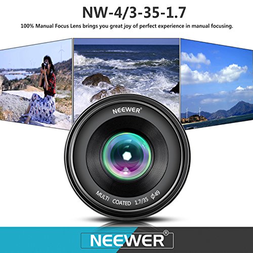 Neewer® 35mm f/1.7 Enfoque Manual Primer Lente Fija para OLYMPUS y PANASONIC APS-C Cámaras Digitales, Tal como OLYMPUS: E-M1/M5/M10, E-P5E-PL3/PL5/PL6/PL7, PANASONIC: GM1/2, GX1/2/7/8, GF5/6/7